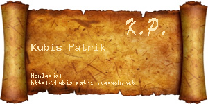 Kubis Patrik névjegykártya